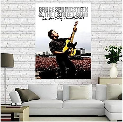 BOBSLA Poster Bruce Springsteen Rock Sänger Star Poster Wand Kunst Wohnzimmer Schlafzimmer 50x70 cm Ungerahmt Metall Wandmontage Leinwand Malerei Schwarz Texturiert