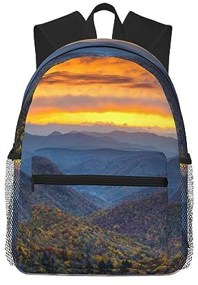 OPSREY Rucksack mit Giraffe und Sonnenblumen-Druck, leicht, lässig, Reise, Schulter-Rucksack, Business-Laptop-Tasche, Blue Ridge Parkway Mountains, One size