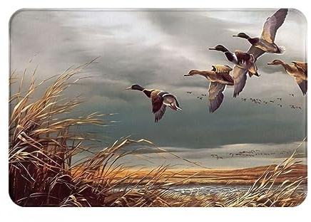 OPSREY Fußmatte mit Aufdruck Hunting Flying Wild Ducks für den Innen- und Außenbereich, waschbar, langlebig