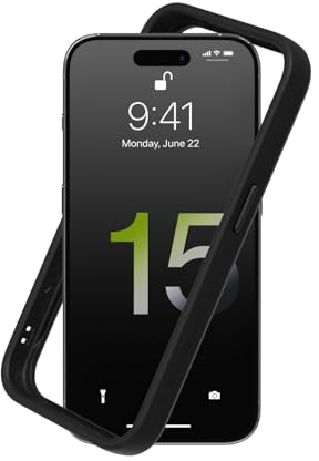 RhinoShield Bumper Case kompatibel mit [iPhone 15 Pro Max] | CrashGuard - Stoßdämpfende Schutzhülle im schlanken Design - 3.5 Meter Fallschutz - Schwarz