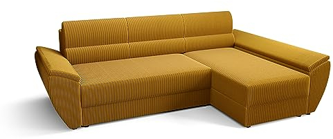 ALTDECOR Ecksofa mit Schlaffunktion und Bettkasten Corner Sofa Bett Eckcouch Couch L-Form Schlafcouch Ausziehbar Wohnlandschaft Schlafsofa Cauchsofa - REB-L3-251x140x88cm Gelb
