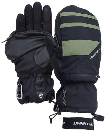 Vallerret Skadi LRS Zipper Mitt Photography Glove, 2-in-1 Mitten & Separate Liner, Storm Leash, Carabiner Clip (Green, L)