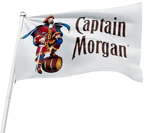 Captain Morgan Rum Banner Flagge 90 x 150 cm Polyester für den Innen- und Außenbereich mit Ösen, helle Farbe und lichtbeständig