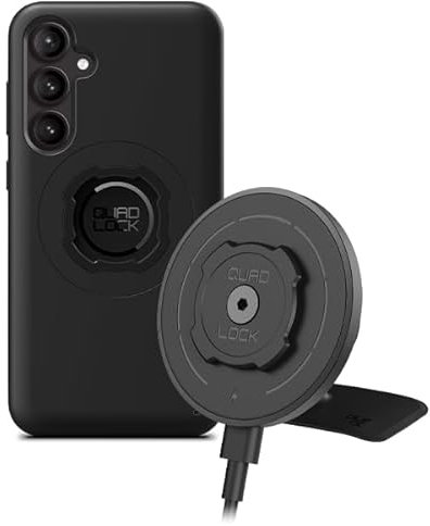 Quad Lock Adhesive Dashboard/Console Car Phone Holder Kit with MAG Wireless Charging Head V2 and MAG Phone Case for Galaxy S23 FE