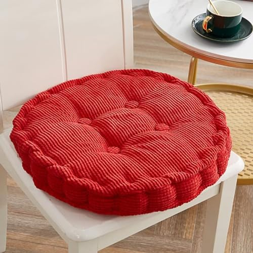 Sitzkissen Outdoor, 2er Set Stuhlkissen 45x45cm, Dicke Bodenkissen, Sitzpolster Outdoor für Bank und Gartenstuhl(Runde,Rot,45 x 45 cm)