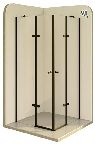 i-flair Duschkabine Alice 85x90 Höhe: 190 cm, Eckkabine mit Klapptüren in Schwarz. Duschabtrennung aus 6 mm dickem durchsichtigem Nano-ESG-Sicherheitsglas, beidseitig montierbar! DK19B