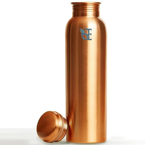 GRAINEX ENGINEER Copper Water Bottle 900ml / 30.4 Oz With Extra Large Leak Proof- An Ayurvedic Pure Vessel for Fitness Sports Yoga and Travelling Drink More Water - Set Of 1