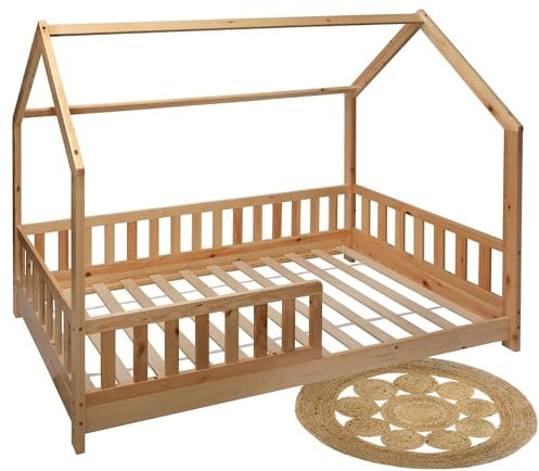 WELL HOME MOBILIARIO & DECORACIÓN Cama Infantil Bosco 90x190cm con Alfombra de Yute Redonda 80cm