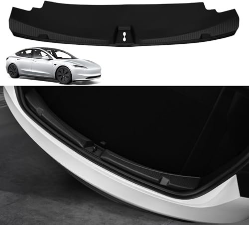 BASENOR 2024 2025 Newest Tesla Model 3 Highland Rear Bumper Guard Protector TPE Trunk Bumper Sill Cover Tesla Interior Accessories