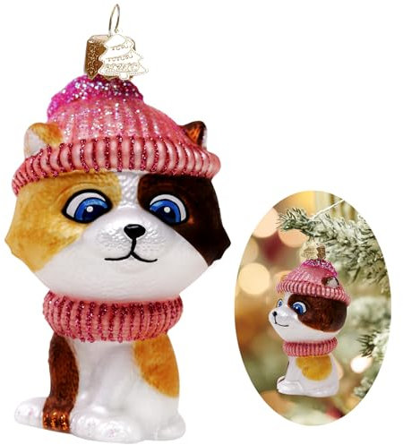 Hzyc Katze Weihnachtsbaum Ornament, Hand-geblasene Glas Ornamente, Katze Sammlung Figur hängende Ornamente, Weihnachtsdekorationen für Tierliebhaber Holiday Party Home Geschenke