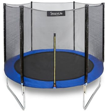 SereneLife Trampoline, 8ft / 10ft / 12 ft with Enclosure, KidsOutdoor, for Toddlers, Teens and Adults, Strong Big Safety Net, ASTM Approved