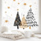 Wandtattoo Loft Fensterbild Weihnachten Tannenbäume Set mit Sterne schwarz beige minimalistisch Fensteraufkleber Weihnachtsdekoration wiederverwendbar, 3. A2 Bogen