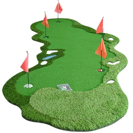 XLIHAWY Putting Green Mats Set, Golf Training Aid Put With Ball And Flags, Golf Practicing Putt Green Carpet For Balcony Backyard Indoor Outdoor(Green 0.5cm,1x3m)