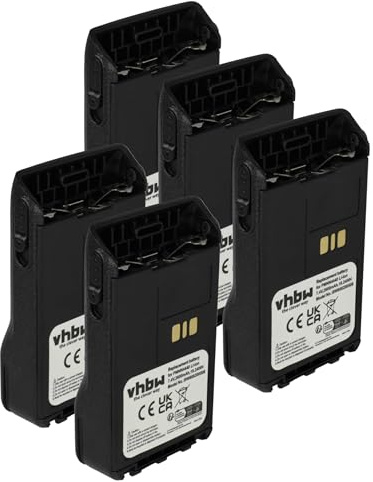 vhbw 5X Akku Ersatz für Motorola PMNN4511A | PMNN4440, PMNN4502A, PMNN4440AR für Funkgerät, Walkie Talkie (2600 mAh, 7,4 V, Li-Ion)