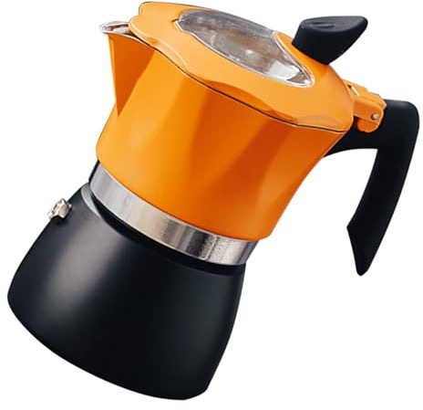 WATIIFUFU Espressokanne Einfach zu Reinigen aus Aluminiumlegierung und Kunststoff in Gelb Leichter Mokkakocher für Haushalts und Bürokaffeemaschinen