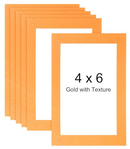 sourcing map 4x6 Karton Bilderrahmen, 6pcs Gold mit Textur Foto Wand Display Papier Rahmen mit Klarsichtfolie für Kinder Zeichnen Kunstwerk Display Galerie Wandrahmen Ausstellung