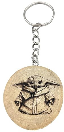 Promotech Baby Sternenkrieg Chevalier, super héros, porte-clés en bois fabriqué à la main, Bois naturel, W5L5