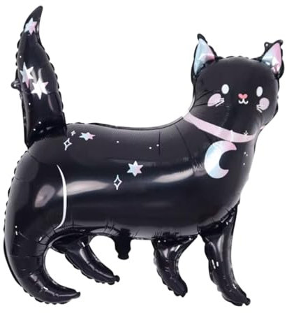 Katzen Folienballon, Katzengeburtstag Deko Airwalker Ballon, Geburtstag Kinder Helium Luftballon, Groß Katze Schwarz Ballon für Babyshower Party, Fasching Halloween