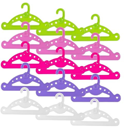 Puppenkleiderbügel,Zliger 15 Stück Puppenbügel Puppen Kleiderbügel Puppenkleiderschrank Puppenschrank Kunststoff Kleiderständer Puppenkleiderbügel Für Puppen Kleidung Zubehör 3 Bunte (große Größe15)