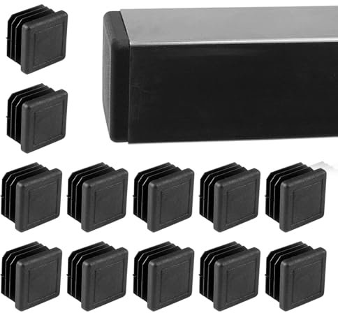 12 Stück Schutzkappen für Stuhlbeine, 25x25 mm Lamellenstopfen für Vierkantrohr, Vierkant Endkappen aus PE, Rohrstopfen zur Rohrabdeckung von Stahlrohr, Geräusche und Kratzer Beseitigen für Stühle
