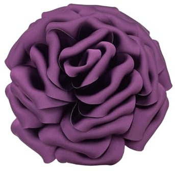 160mm Fleur De Rose En Satin De Soie Délicate Grandes Broches Extra Larges Épingles à Revers En Tissu Broche Pour Femme Fête De Mariage Banquet Robe Costume Vêtements Accessoires (violet foncé)