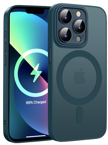 KPPIT Magnetisch Hülle für iPhone 13 Pro Max Hülle 6,7 Zoll Kompatibel mit MagSafe,Transluzente Matt Rückseite Dünn Stoßfest Handyhülle für iPhone 13 Pro Max Case,königsblau
