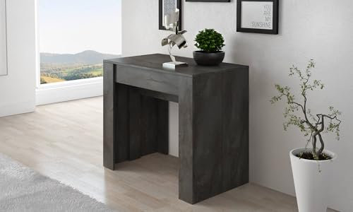 Dmora - Console Extensible Maclodio, Transformable en Table à Manger, Gain de Place et Extensible jusqu'à 237 cm, 90-237x76,6x90 cm, Anthracite
