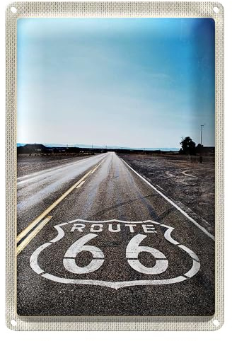 Blechschild Route 66 | Nostalgie | Retro-Stil | Wanddeko | 30 cm x 40 cm