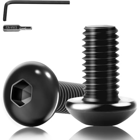 XRXYMQ 55 Pezzi Viti M5 Viti Testa Bombata Nere M5x10 mm Vite M5 con Chiave a Brugola e Bit a Brugola Vitis per Progetti fai da te e Manutenzione