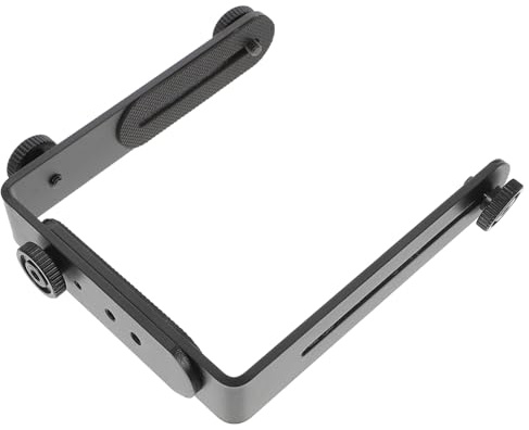 Blitzlampenhalterung Schwarz L-förmige aus Metall, mit 1/4 Zoll | Vertikale oder Horizontale Nutzung, Doppel L-design, 1 Stück, Matte Oberfläche für Studiofotografie