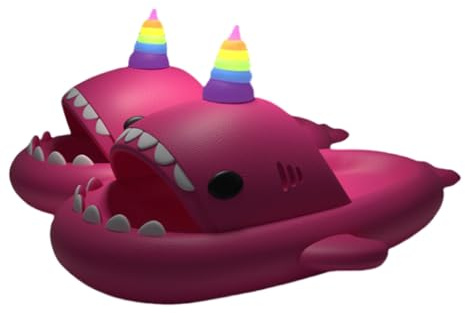 Generisch Chaussons licorne requin pour adultes - Chaussons lumineux en EVA - Antidérapants - Pour piscine et plage