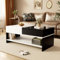 AONEGOLD Moderno Soporte de TV con diseño en Negro y Color Madera - Amplio Espacio de Almacenamiento, construcción Robusta (Black + White + MDF + Particle Board)