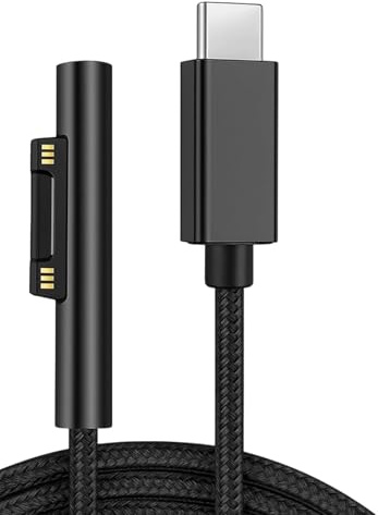 USB C auf Surface Connect Ladekabel 1,5m, 45W PD 15V/3A, geflochten, für Microsoft Surface Pro 7/6/5/4/3, Go 4/3/2/1, Laptop 4/3/2/1, Book 3/2/1