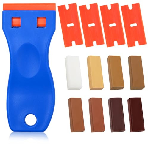 Mritrit Vinyl Hartwachs Reparaturset, Laminat Reparaturset Braun, 8 Wachsstifte Parkett Holzkitt zur Möbel Unsichtbaren Reparatur von Kratzern, Löchern und Rissen