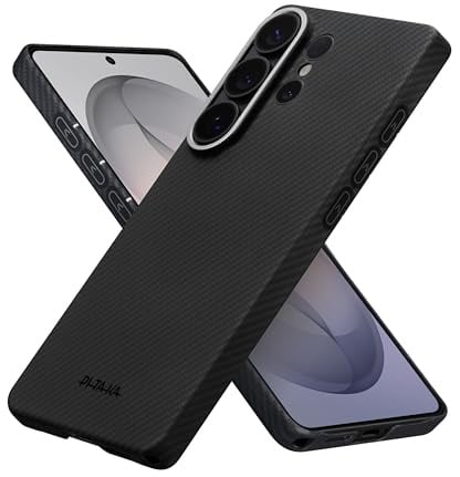 pitaka Ultradünne Hülle für Galaxy S26 Ultra aus Aramidfaser Schwarz/Grau | Aramidfaser Hülle für Samsung Galaxy S26 Ultra 1,09mm dünn mit Aaron Button Magsafe-kompatibel für Power User & Produktivität
