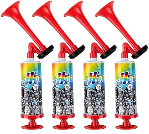 de 4 Pièces Trompette Supporter Manuel Corne de Brume Puissant et Portable | Rouge Musique Fêtes Monde du Coupe la Football Matchs les Percussions pour Idéal Vuvuzela
