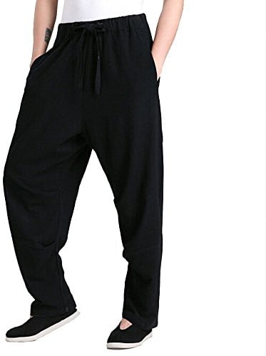 ZooBoo herren kampfkunst kung fu hose leinenhose tang anzughose mittel schwarz