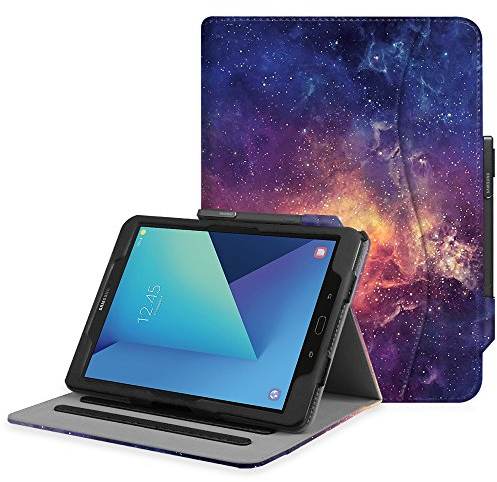FINTIE Housse pour Samsung Galaxy Tab S3 9.7 SM-T820 / T825 - Coque de Protection Multi Angles Etui Tablette avec Pochette de Cartes, Fonction Sommeil/Réveil Automatique, Galaxie