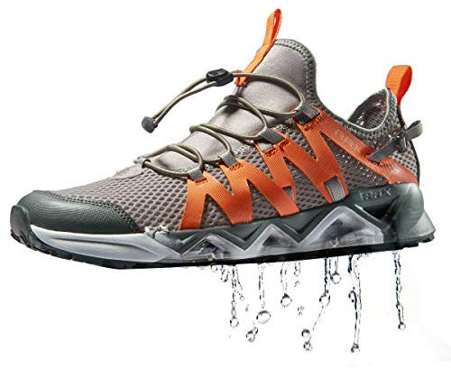 RAX Herren Schnell Trocknende rutschfeste Aqua Wasser Wanderschuhe, Orange/Abendrot im Zickzackmuster (Sunset Chevron), 45 EU