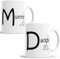 Faithful Prints Mummy and Daddy 2025 Mugs Set, Personalised for New Parents Mum and Dad, Mother, Father, White, 11 Ounce