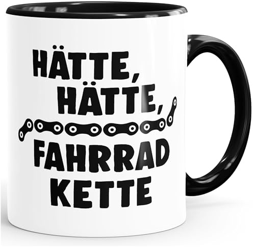 MoonWorks Lustige Kaffee-Tasse mit Spruch-Motiv Hätte, Hätte Fahrrad-Kette Schwarz unisize