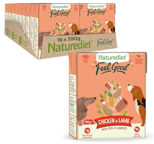 Naturediet - Feel Good Wet Dog Food, Natural and Nutritionally Balanced, Chicken & Lamb, 390g (Pack of 18)