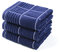 ANYI Lot de 3 torchons de Cuisine absorbants très résistants avec Boucle de Suspension 100% Coton, 40,6 x 66 cm, Bleu Marine