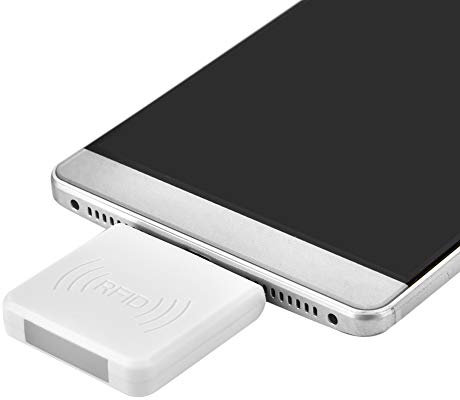 Portable Non-contact Card Reader Mini Smart High Frequency RFID ID Mobile Phone Card Reader with Micro USB Interface, Built-in Buzzer for Android, Plug and Play(White)