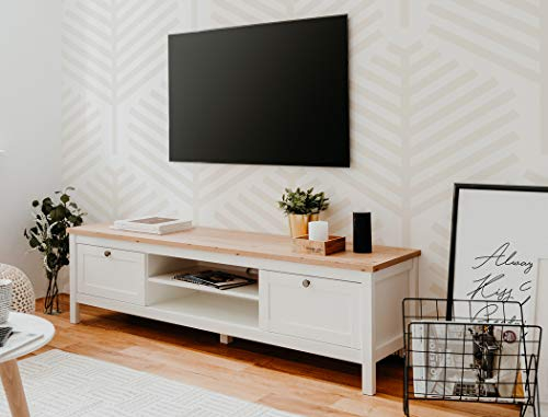 expendio Lowboard Oslo 55 weiß 160x45x40 cm TV-Board TV-Schrank TV-Möbel Wohnzimmer Jugendzimmer Landhausmöbel Landhausstil