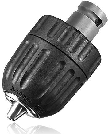 Mesee 0.8-10mm Keyless Drill Chuck Adapter Mount 3/8-24UNF Impact Chuck Converter Quick Release Conversion Tool with 1/2 Inch Socket Square Female Adapter for Air Impact Wrench