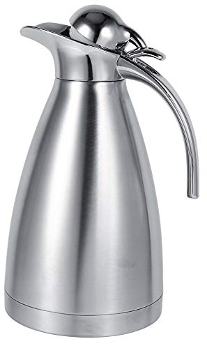 Pot à café en Acier Inoxydable 1.5L/2L, pichet Isotherme isolé sous Vide à Double paroi pour Boisson au thé au café(1.5L-Argent)