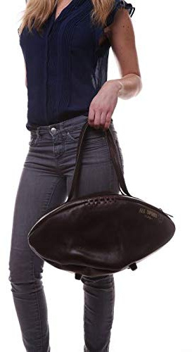 ALL SPORT VINTAGE Handtasche, Rugby, Braun, Rindsleder, handgenäht