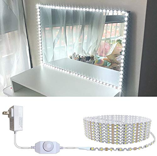 ZOKON 13ft/4M Led Vanity Mirror Lights Kit Bendable NO Need to Cut Vanity Make-up Mirror Cloakroom Adjustable Flexible Strip Light Table Set with Dimmer and Power Supply