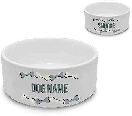 Personalised Dog Bowl with Bone Design, Personalise with Any Name for Any Canine Friend